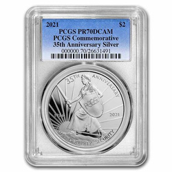 35. výročí PCGS PR-70 1 unce stříbra 2021 Proof