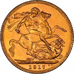 Złoty Suweren Great Britain Gold Sovereign 1917 (S-Sydney)