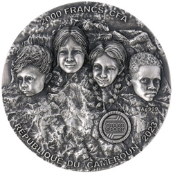Camerun: Tempo di ribellione - Capoeira colorata 2 once d'argento 2023 Moneta antica