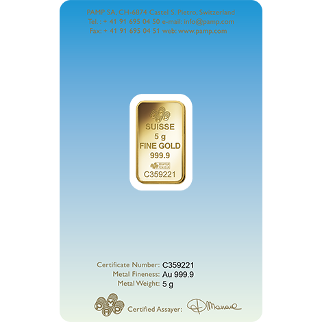 5 grammi Lingotto d'oro Pamp Suisse Lakshmi