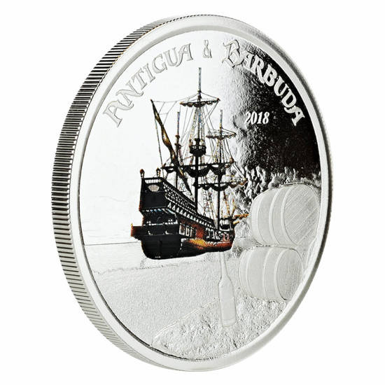 Antigua & Barbuda: Rum Runner colorato 1 oncia d'argento 2018 Proof
