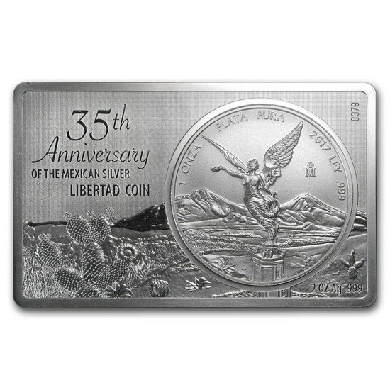 Mexican Goddess of Liberty 35th Anniversary 3 oz Plata 2017