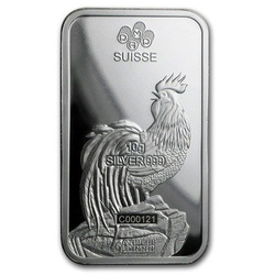 Lingot d'argent de 10 grammes série Lunar Année du Coq