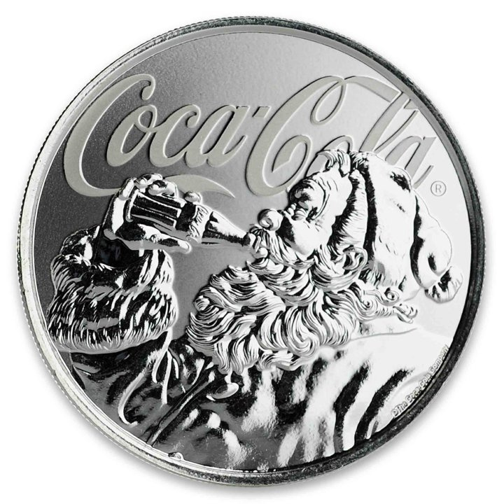 Fiji: Fiji Coca-Cola Santa 1 uncja Srebra 2019 Holiday Coin Slab