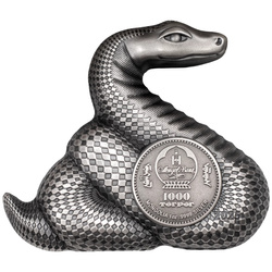 Mongolie : Serpent agile 1 once d'argent 2025 Antiqued Coin