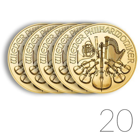 Wiener Philharmoniker 1 oz Gold 2021 PAKET 20 Stück