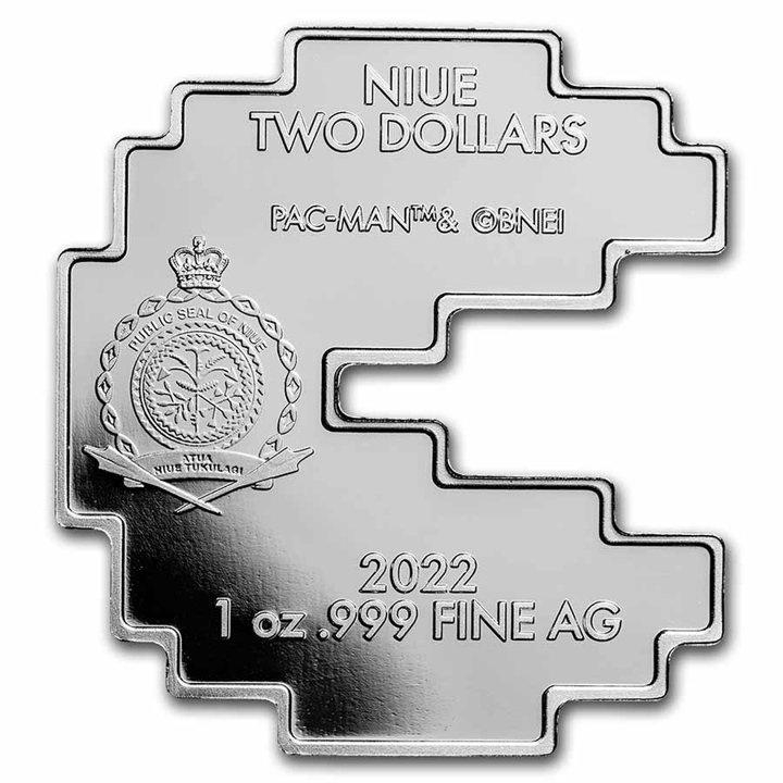 Niue: PAC-MAN coloreado 1 oz Plata 2022 Proof Shaped Coin