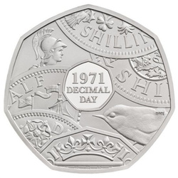 A 50-a aniversare a Zilei Decimalizării 2021 Proof Piedfort Coin