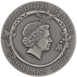 Niue: Mýty o lásce – Jason a Argonauti pozlacené 5 $ stříbro 2022 High Relief Antiqued Coin