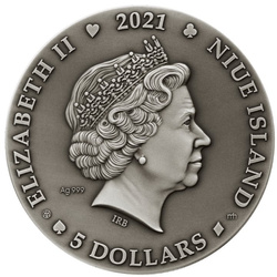 Niue: Mask pozłacana $5 Srebro 2021 High Relief Antiqued Coin