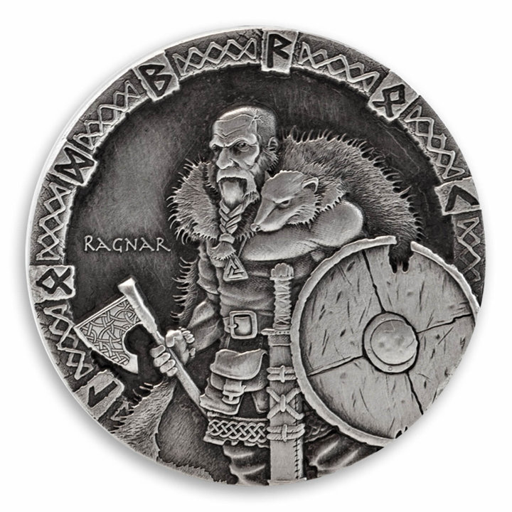 Niue: Vikings - Ragnar 2 once d'argento 2015 Proof Antiqued Coin