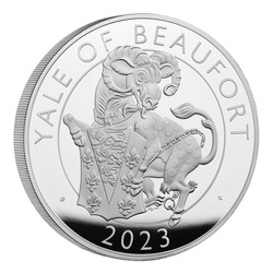 Les bêtes royales Tudor : Le yale de Beaufort 1000 grammes d'argent 2023 Proof