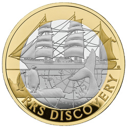 RRS Discovery £2 placcato in oro Argento 2025 Proof