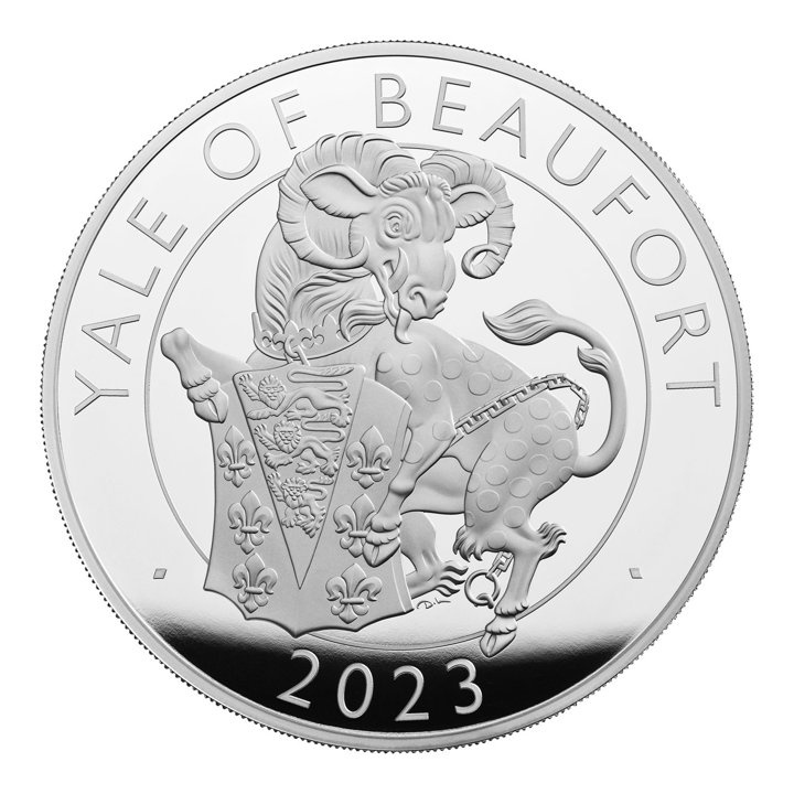 Les bêtes royales Tudor : Le yale de Beaufort 1000 grammes d'argent 2023 Proof