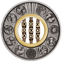 Tuvalu: Tic-Tac-Toe 2 uncia ezüst 2022 antikolt betét Macro Mood