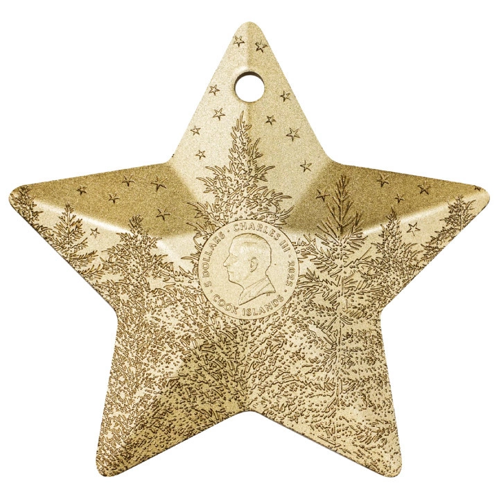 Cook Islands: Holiday Ornament – Winter Forest gilded 1 oz Silver 2025 Silk Coin