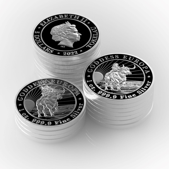 Tokelau: Diosa Europa 1 oz Plata 2022