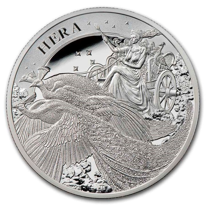 St Helena: Goddess - Hera and the Peacock 1 oz Silver 2022 Proof