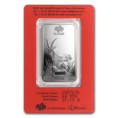 1 oz Bar Silver Lunar Year of the Goat