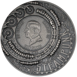 Cook Islands: Steampunk - Science Lab pozłacany 1000 gramów Srebra 2025 Antiqued Coin