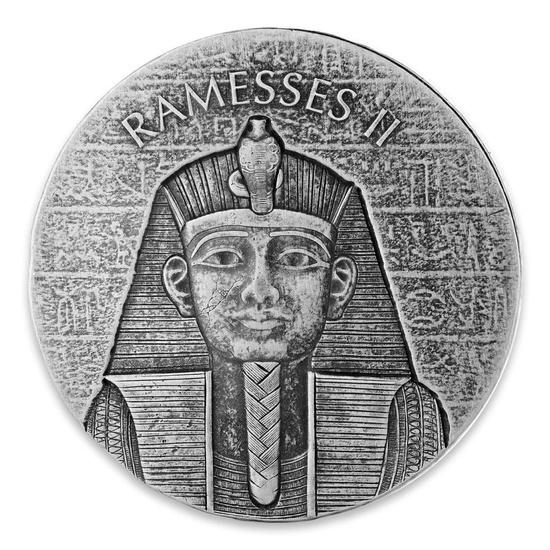 Čad: ERS Ramesses II 2 unce stříbra 2017 Antiqued Coin
