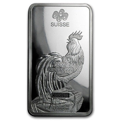 100 gram Bar Silver Lunar Year of the Rooster