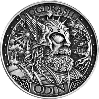Mythical Cities: Asgard 1 uncja Srebra Antiqued Round Coin
