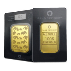 Lingot Rand Rafinery 100 grammes d'or LBMA GD Refiner
