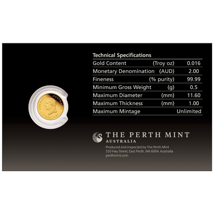 Златна монета Perth Mint: Австралийски кенгуру 0,5 грама злато 2026 пруф