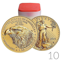 American Eagle 1 oz Gold 2021 art 2 Paket 10 Stück