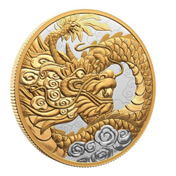Canadá: Dragón Celestial $50 Plateado Oro 2023 Proof