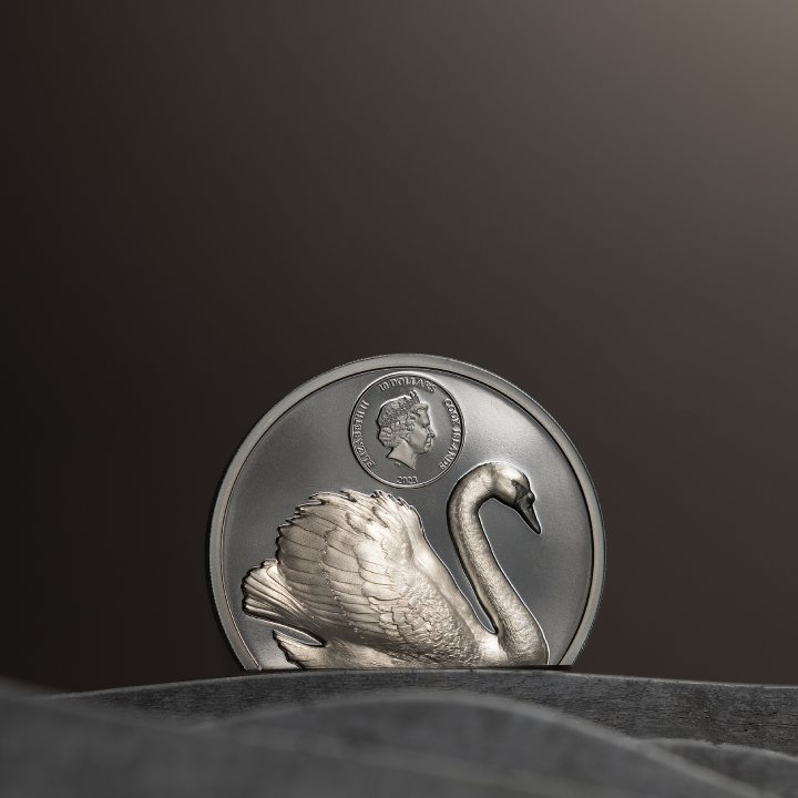 Cook Islands: Black Swan 2 uncje Srebra 2023 Black Proof Ultra High Relief