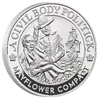 400. rocznica Mayflower - Zestaw (moneta i medal) Srebro 2020 Proof