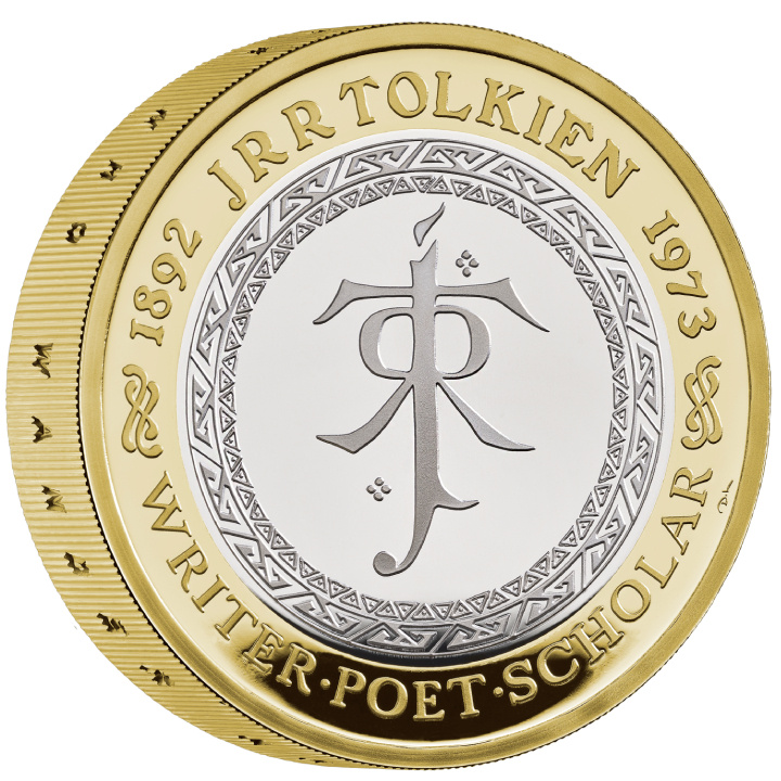Celebrazione della vita e dell'opera di JRR Tolkien £2 pozłacany Srebro 2023 Proof Piedfort