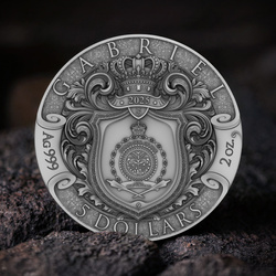 Niue: Gabriel kolorowany/pozłacany 2 uncje Srebra 2025 Antiqued Coin
