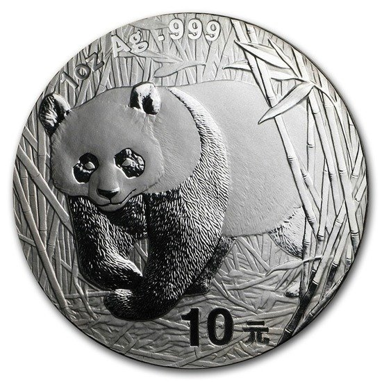 Chińska Panda 1 uncja Srebra 2002