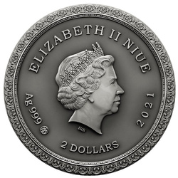 Niue: The Last Look on Palmyra $2 coloured Silver 2021 High Relief Antiqued Coin 