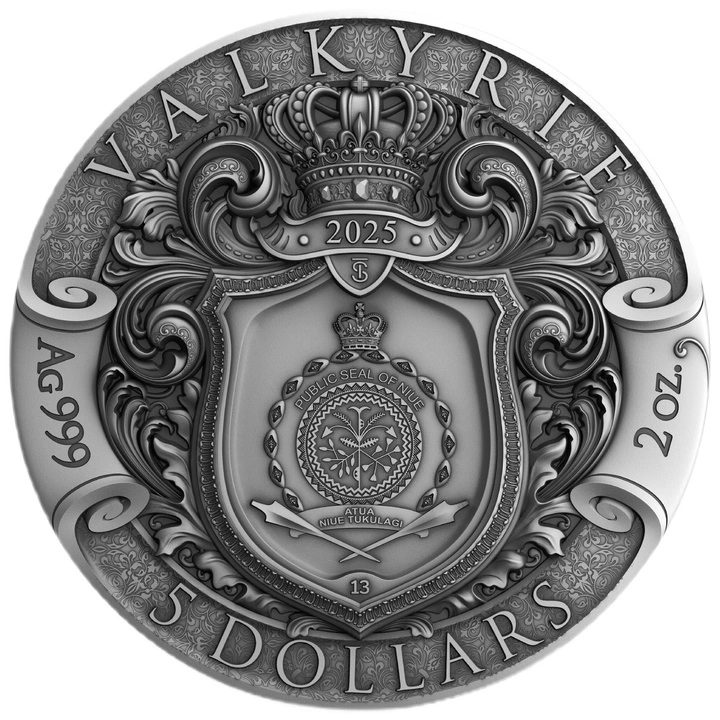 Niue: Valkyrie dorata 2 once d’Argento 2025 Antiqued Coin
