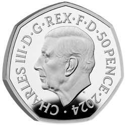 Dinosaures : spécimens emblématiques - Diplodocus coloré 50 pence en argent 2024 Proof