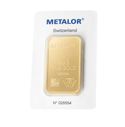 Metalor: lingote de 100 gramos Oro LBMA GD Refiner