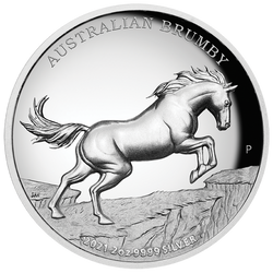 Cavallo selvaggio australiano - Brumby 2 once d'argento 2021 High Relief Proof