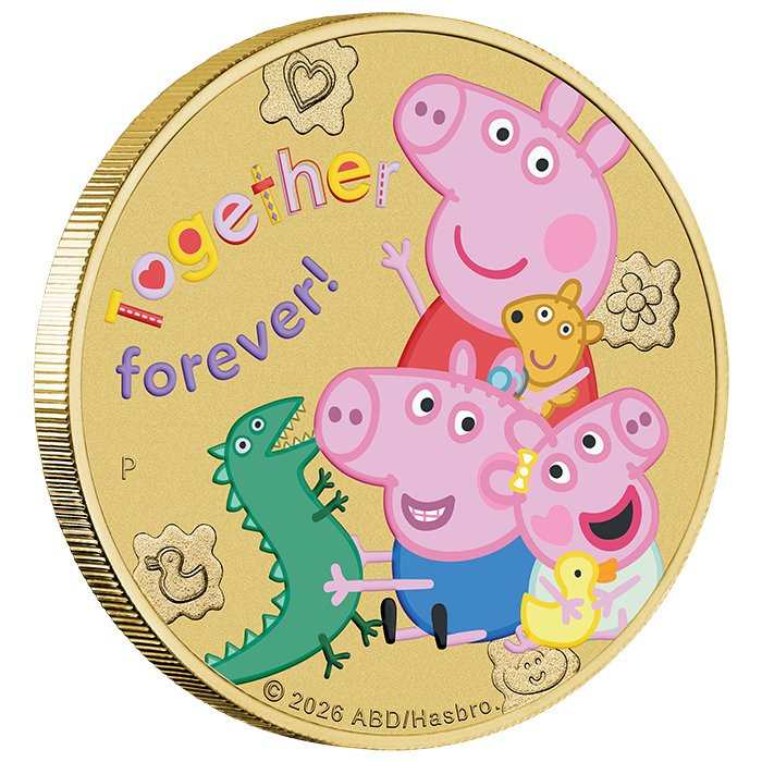 Moneta in bronzo d'alluminio The Perth Mint: Peppa Pig - Together Forever 13,5 g 2026