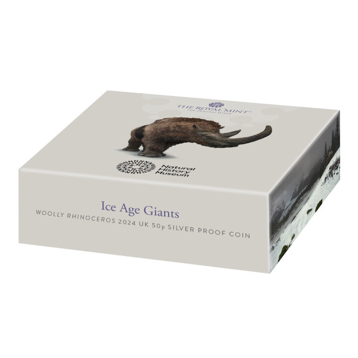 Ice Age Giants - Woolly Rhinoceros 50p Srebro 2024 Proof