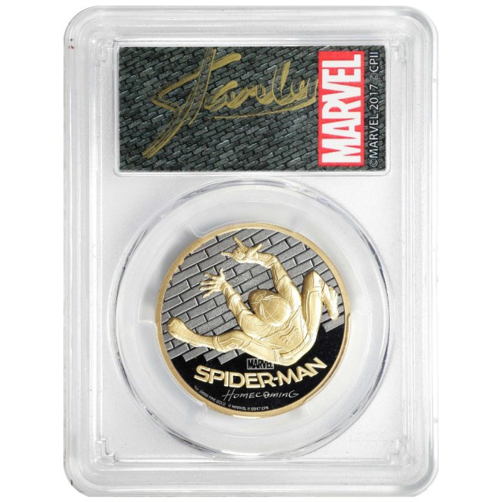 Islas Cook: Spider-Man Homecoming 1 oz Oro 2017 Black Proof PCGS PR69 DCAM Primer día de emisión