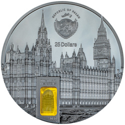 Palau: Tiffany Art Metropolis - Palace of Westminster coloured 5 oz Silver 2023 Black Proof Ultra High Relief