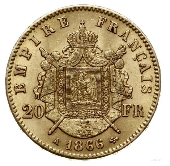 Francja, 20 Franków Napoleon III Z Wieńcem Różne Roczniki