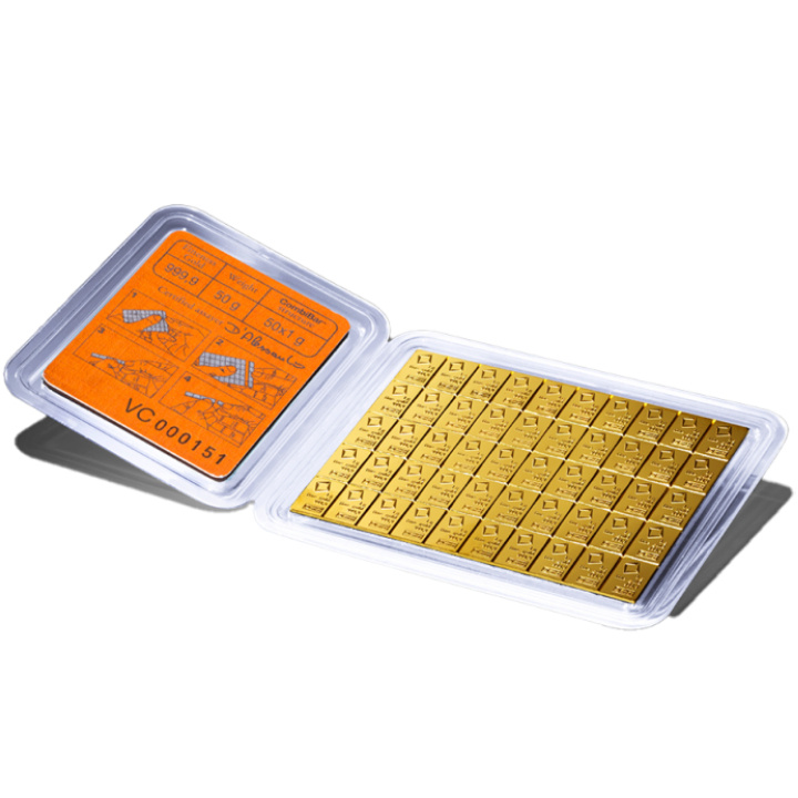 Lingotto Valcambi 50 x 1 grammo d'oro CombiBar LBMA GD Refiner