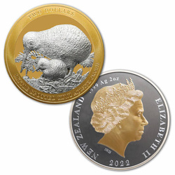 Kiwi 2 oz Plata 2022 Prueba Alto Relieve