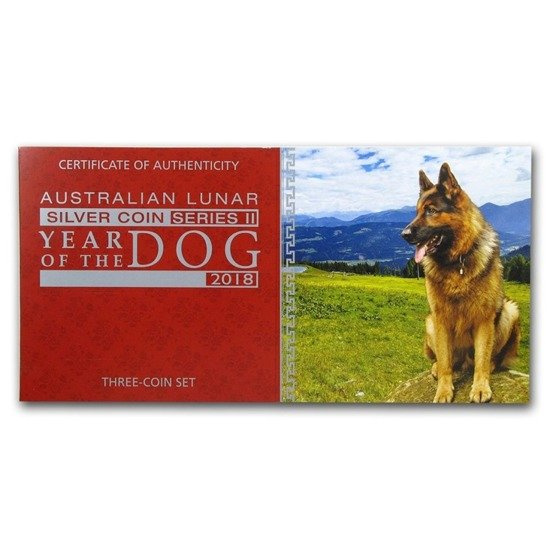 Lunar II: 3-Coin Jahr des Hund Set ½ oz 1 oz 2 oz Silber Proof
