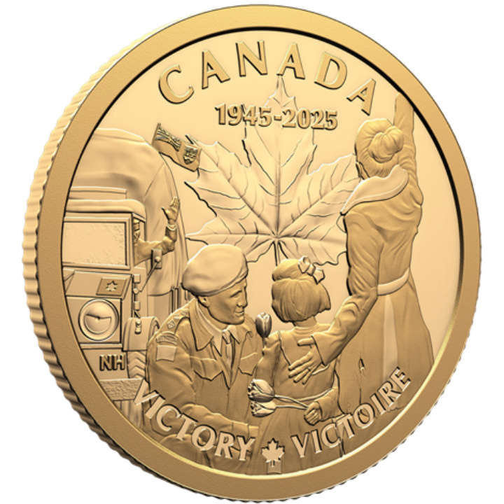 Canada: 80ᵗʰ Anniversary of the End of the Second World War in Europe 1/4 oz Gold 2025 Proof